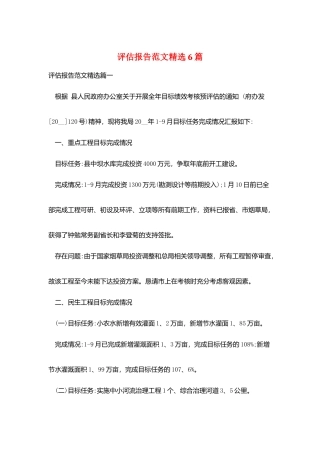 评估报告范文精选6篇