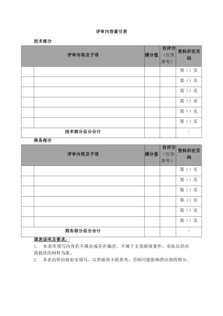 评审内容索引表格（正式版）