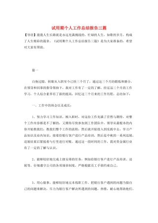 试用期个人工作总结报告三篇