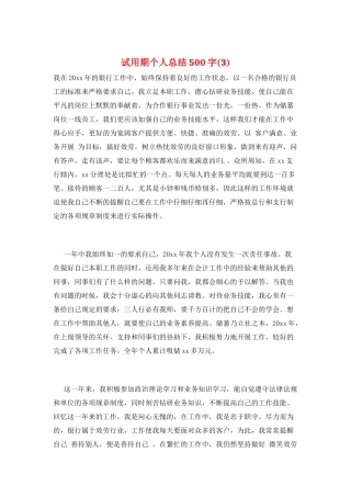 试用期个人总结500字