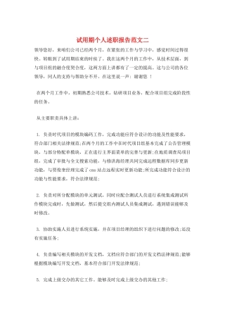 试用期个人述职报告范文二