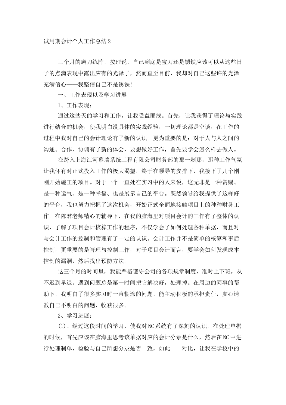 试用期会计个人工作总结_第3页