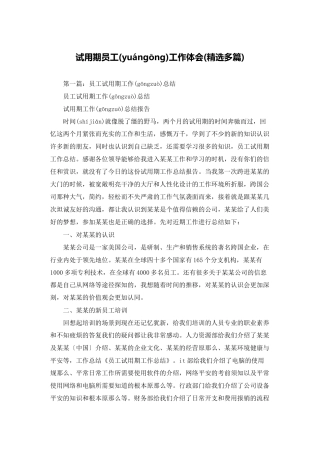 试用期员工工作体会