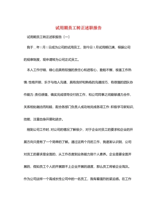 试用期员工转正述职报告