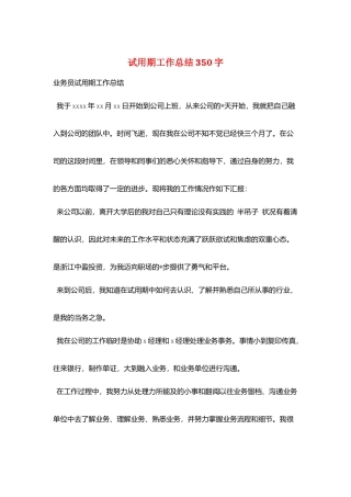 试用期工作总结350字