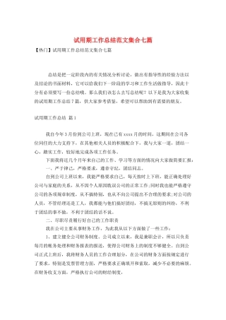 试用期工作总结范文集合七篇