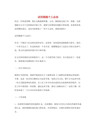 试用期满个人总结