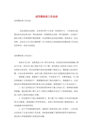 试用期结束工作总结