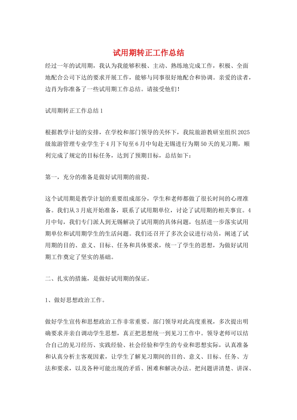 试用期转正工作总结_第1页