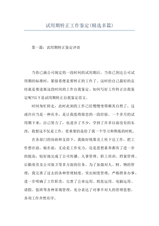 试用期转正工作鉴定