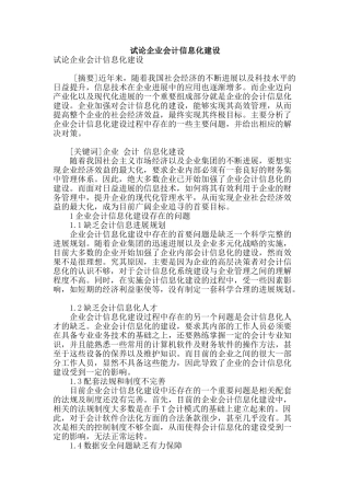 试论企业会计信息化建设