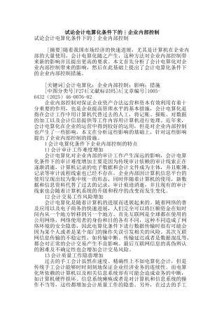 试论会计电算化条件下的