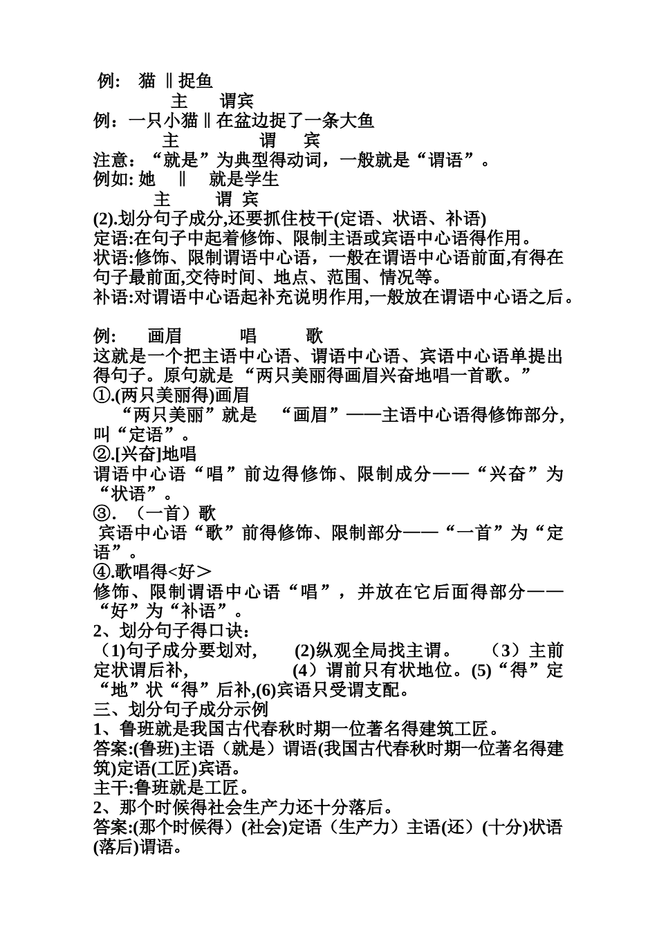 语文语法知识：句子成分划分_第3页