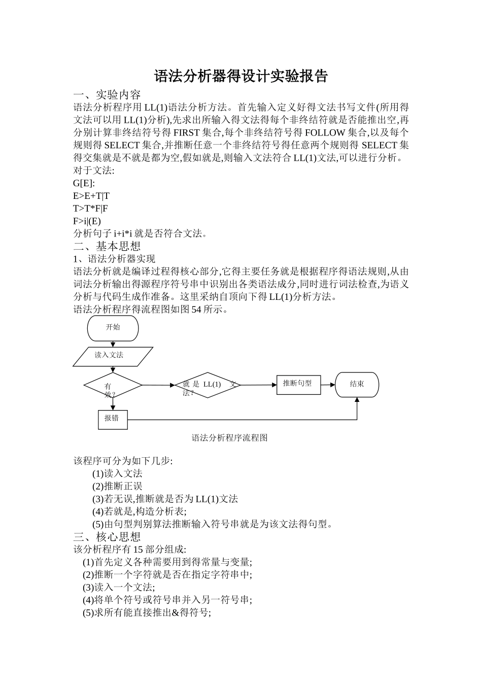 语法分析器实验报告_第1页