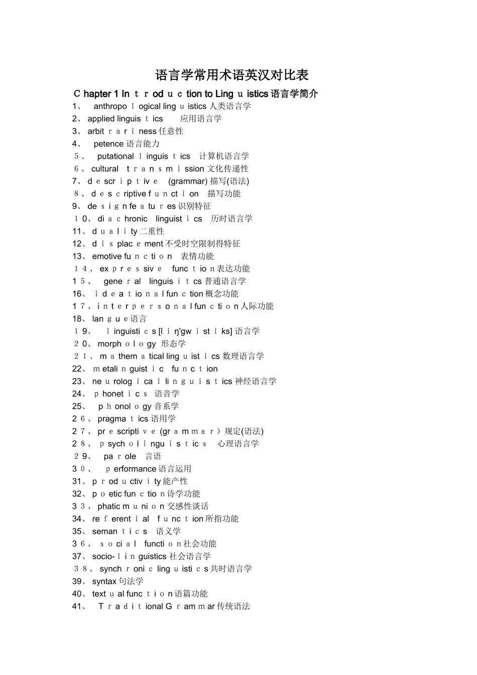语言学常用术语英汉对照表_第1页