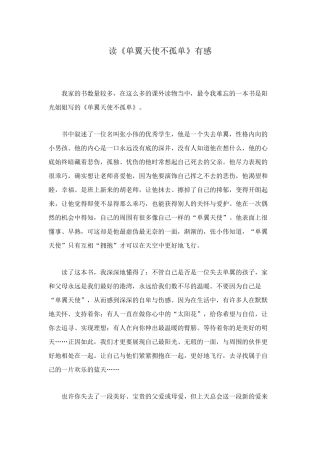 读《单翼天使不孤单》有感