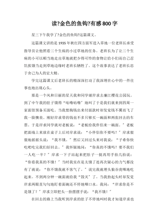 读《金色的鱼钩》有感800字