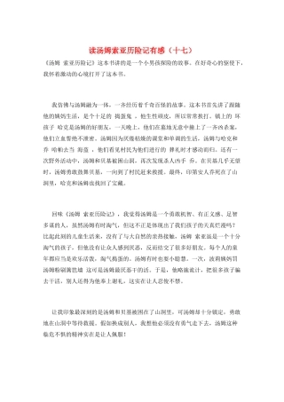 读汤姆索亚历险记有感(十七)