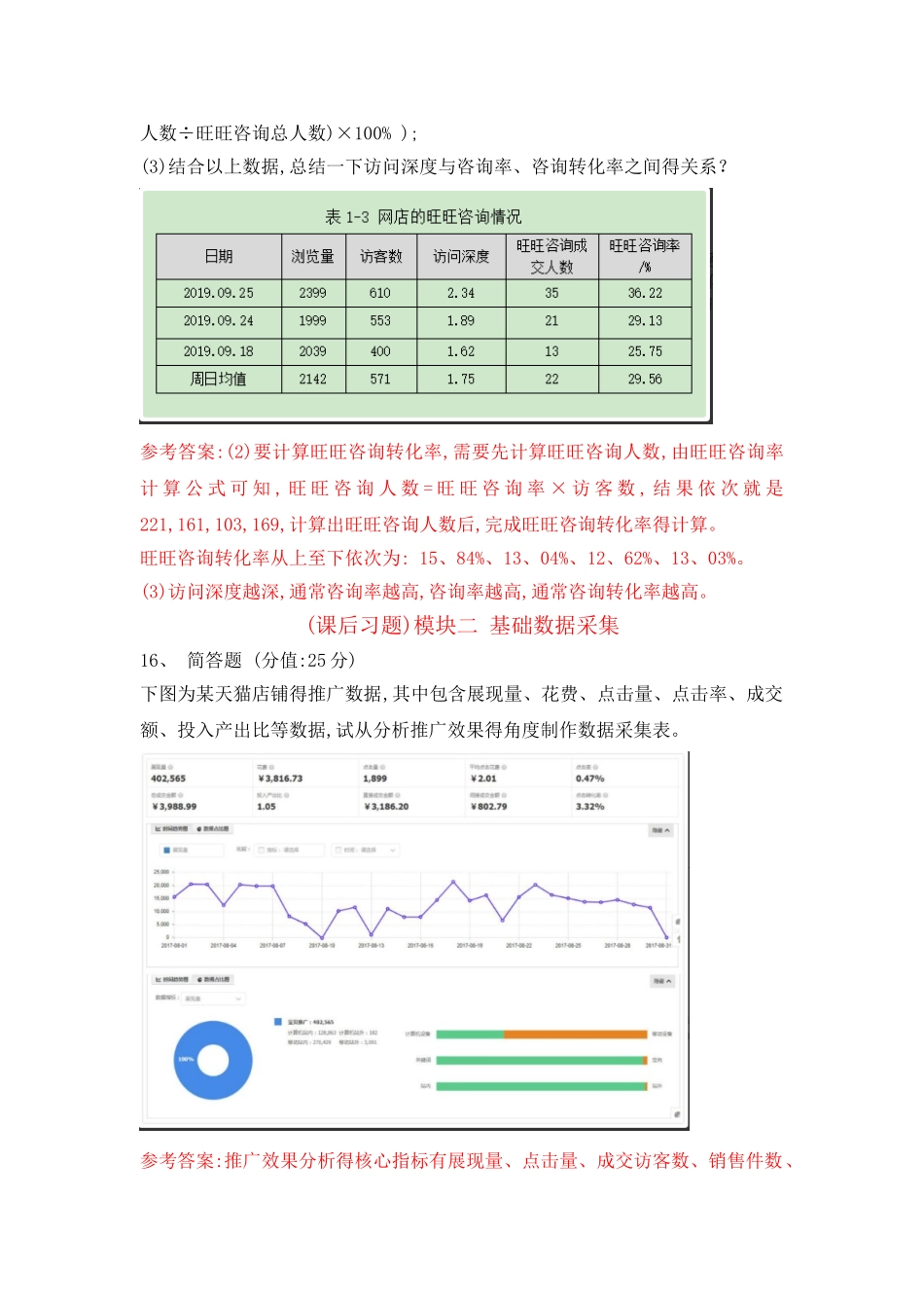 课后习题模块一电商数据分析概述_第2页