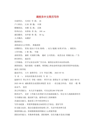 调度员中文简历写作
