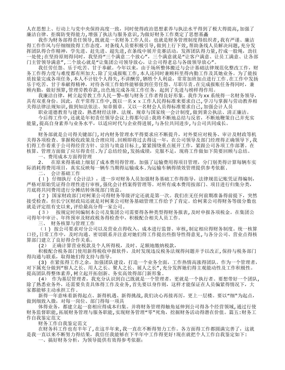 财务个人工作总结与自我评价_第2页