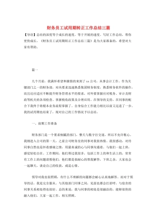 财务员工试用期转正工作总结三篇