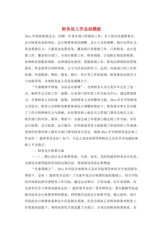 财务处工作总结模板