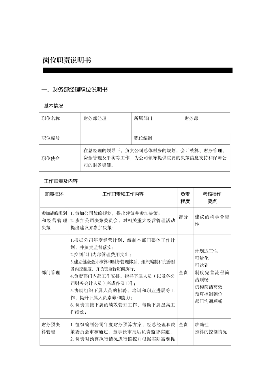财务篇-岗位职责说明书_第1页