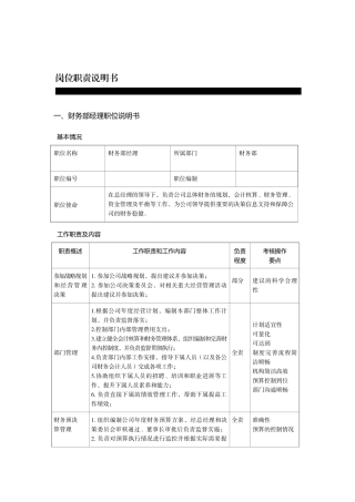 财务篇-岗位职责说明书
