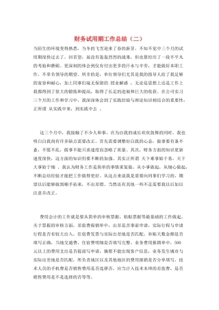 财务试用期工作总结(二)