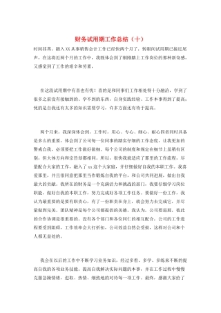 财务试用期工作总结(十)