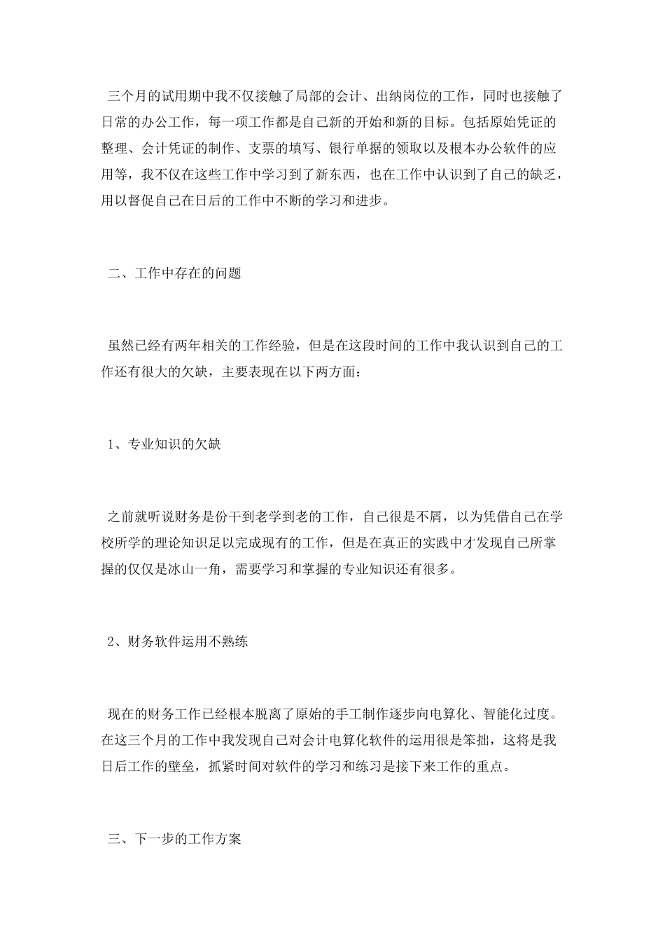 财务试用期工作总结优秀范文_第2页