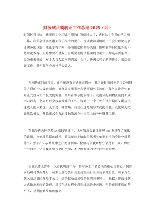财务试用期转正工作总结2025