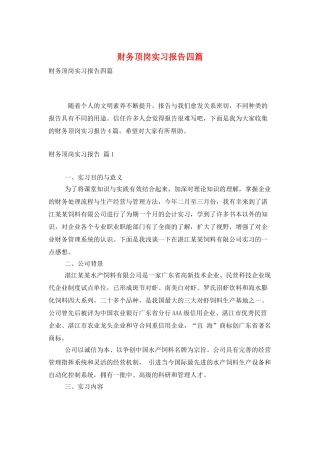 财务顶岗实习报告四篇