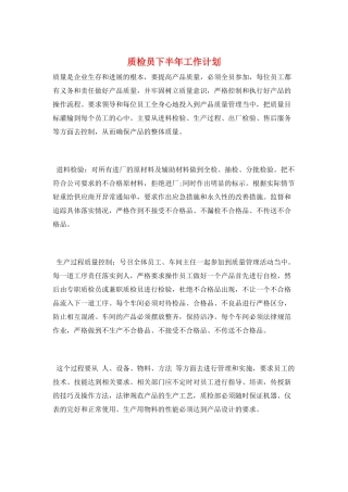 质检员下半年工作计划
