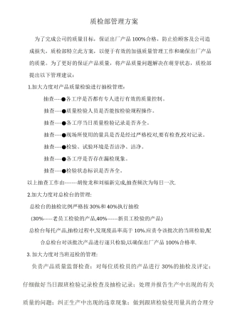 质检部管理方案及制度