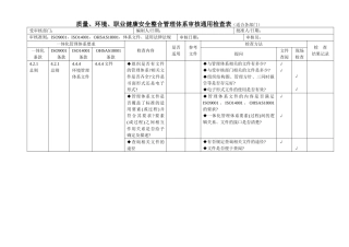 质量、环境、职业健康安全整合管理体系审核通用检查表