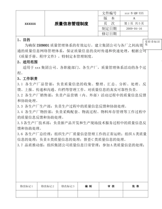 质量信息管理制度 
