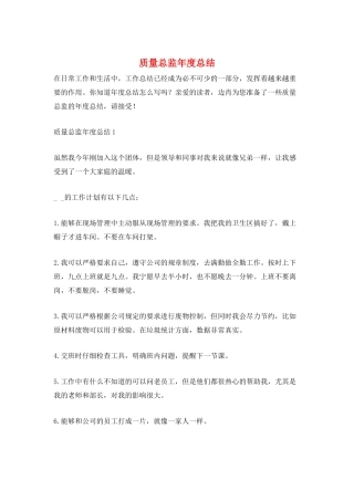 质量总监年度总结