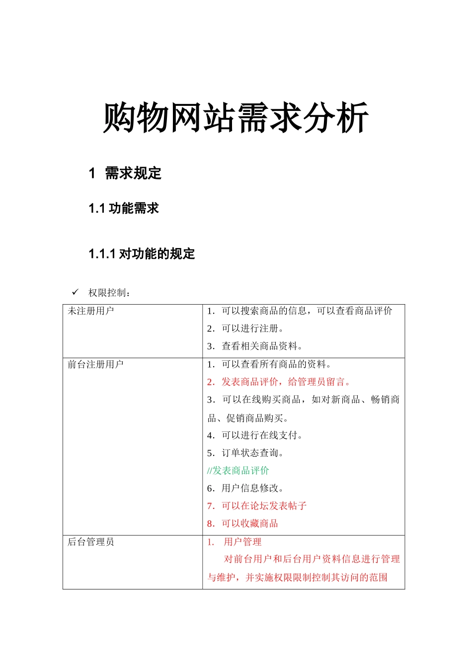 购物网站-需求分析_第1页