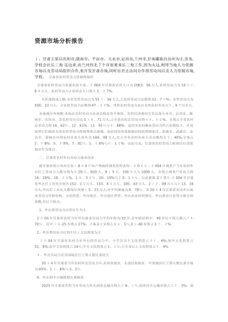 资源市场分析报告