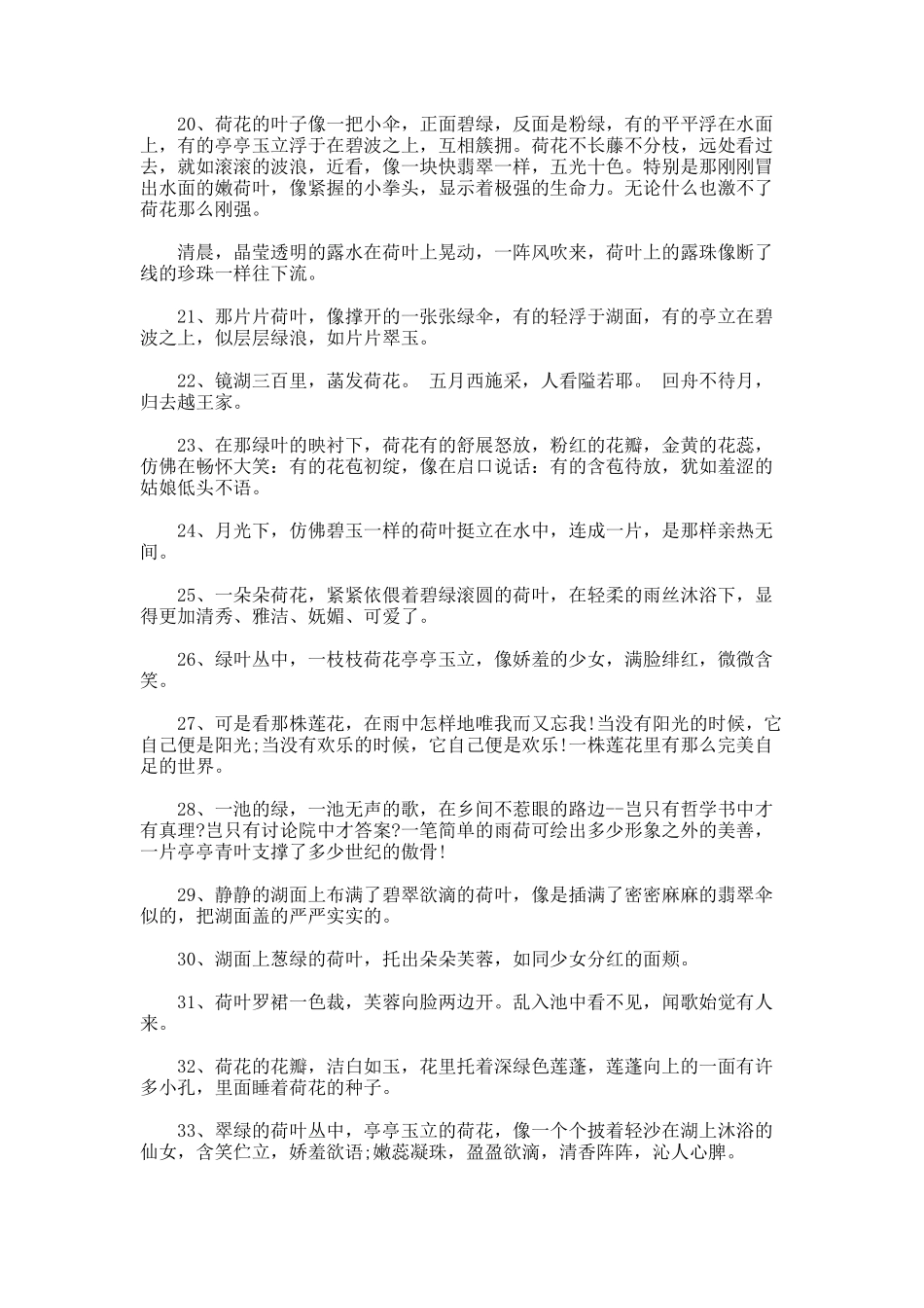 赞美荷花的句子_第3页