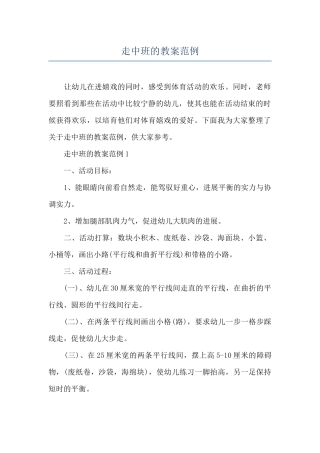 走中班的教案范例