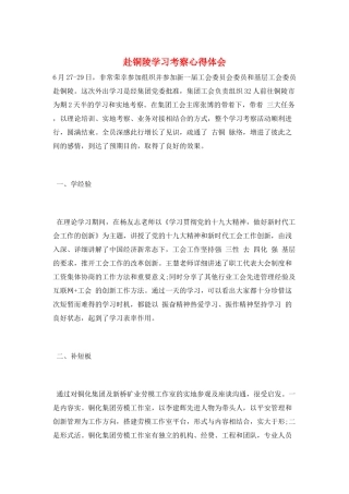 赴铜陵学习考察心得体会