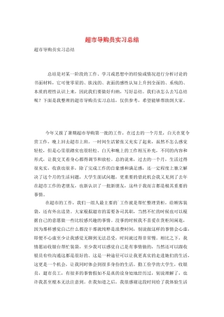 超市导购员实习总结