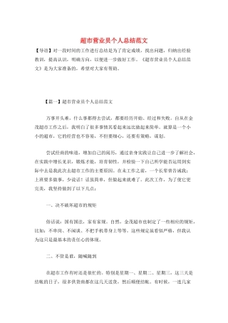 超市营业员个人总结范文