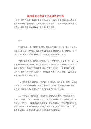 超市营业员年终工作总结范文三篇