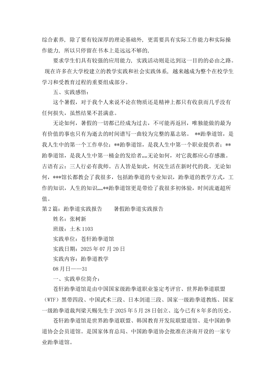 跆拳道社会实践报告_第3页