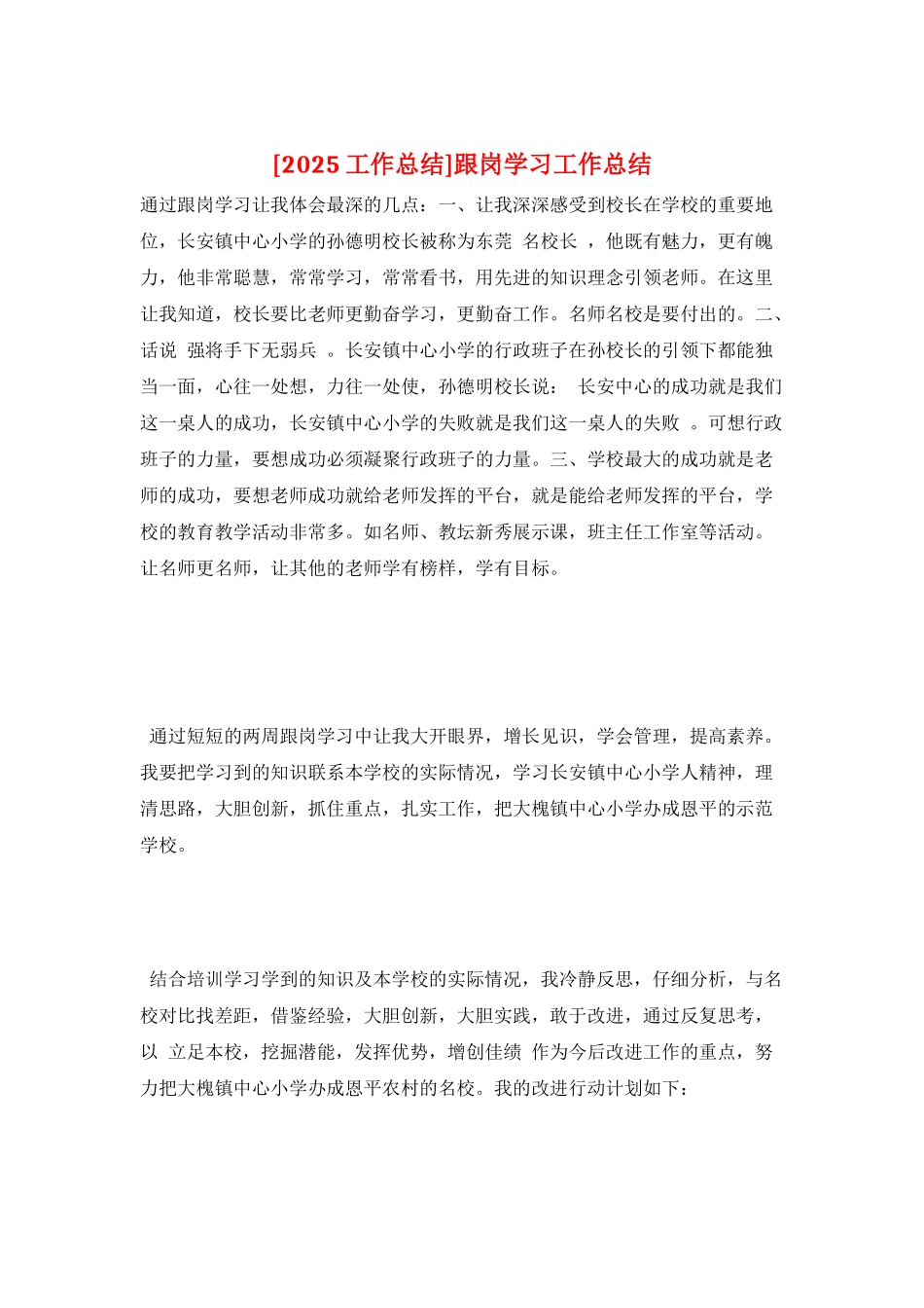 跟岗学习工作总结_第1页