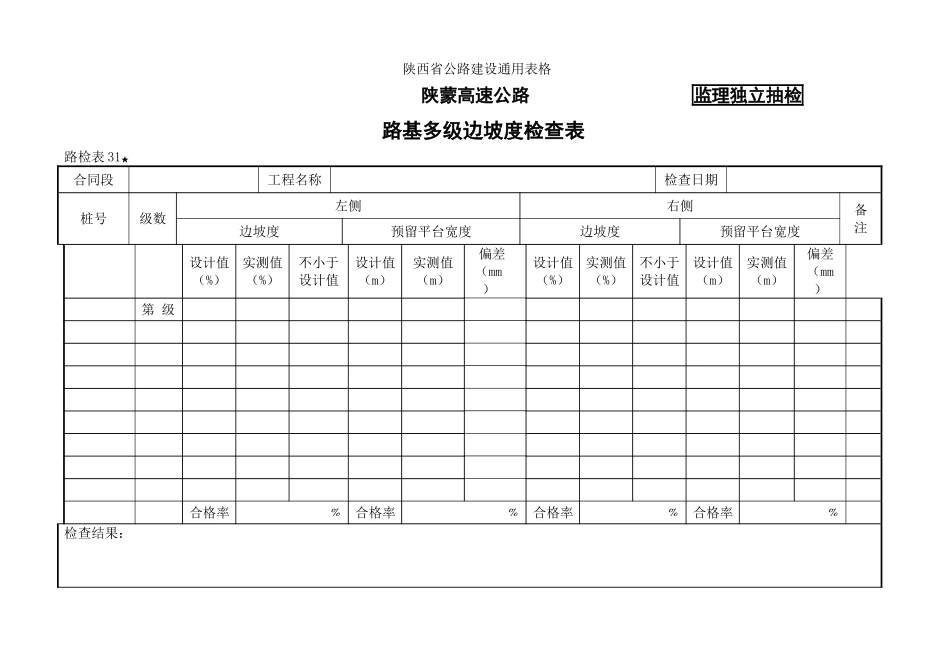 路检表路基多级边坡度检查表_第1页